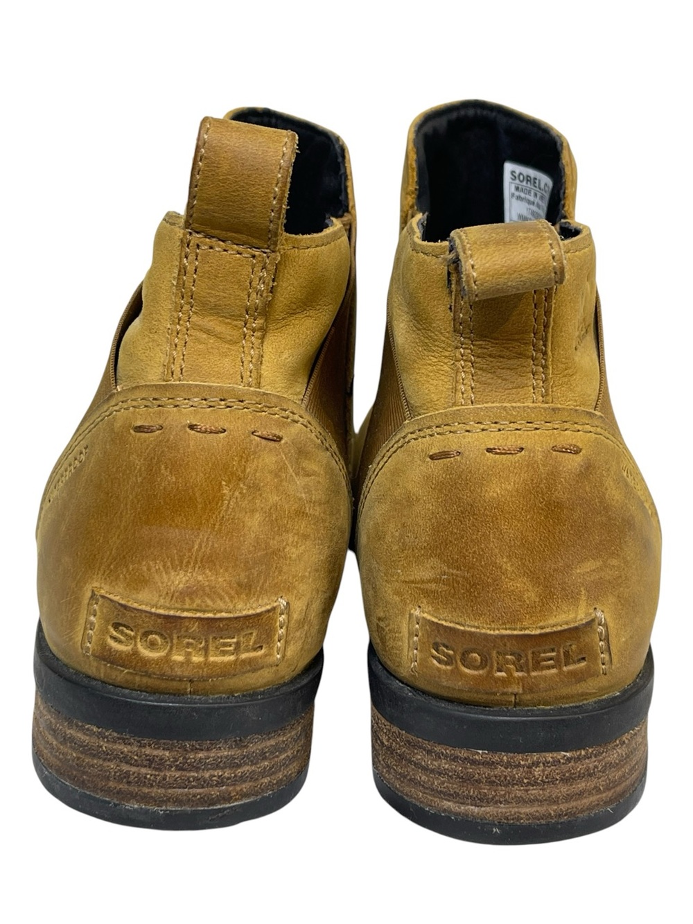 SOREL Emelie Chelsea Boots Waterproof Camel Brown Leather Women’s Size 10.5 - Picture 4 of 11